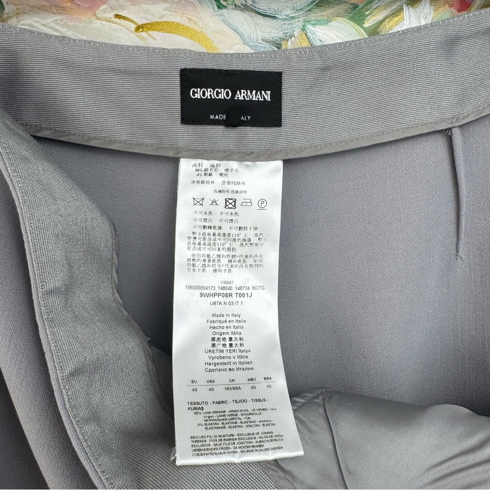 Giorgio Armani Gray Virgin Wool Pants Made in Italy EU40 US4 Straight Leg - Picture 7 of 13